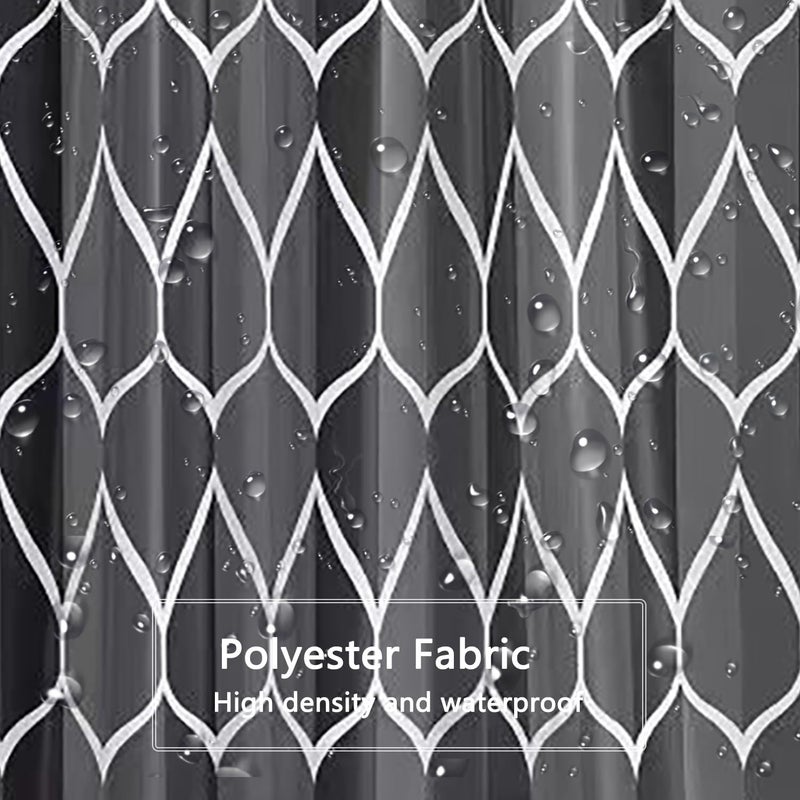 LLSCL Fabric Shower Curtain Liner with Magnets, Black Grid Waterproof Hotel Quality, 72 x 72 Machine Washable - Image 4
